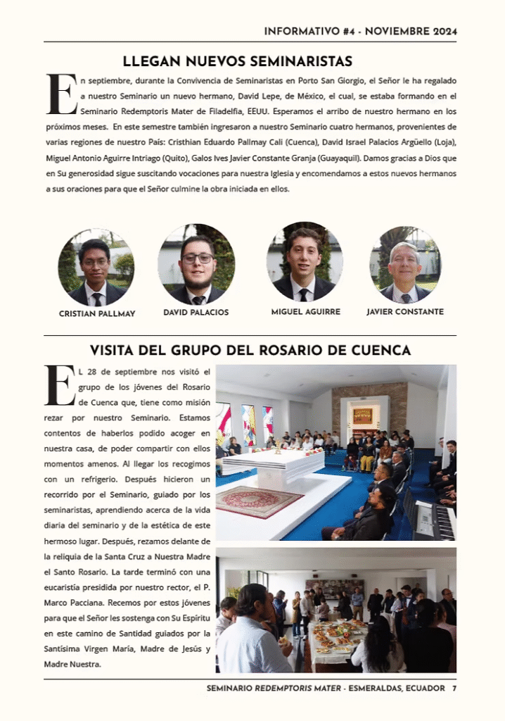 image-7-718x1024 NOTICIAS Noviembre- Seminario Diocesano Misionero REDEMPTORIS MATER "San Pedro Claver"